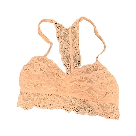 PINK/Victoria's Secret Lace Racerback Bralette Sz M Peach #212i - Picture 3 of 10